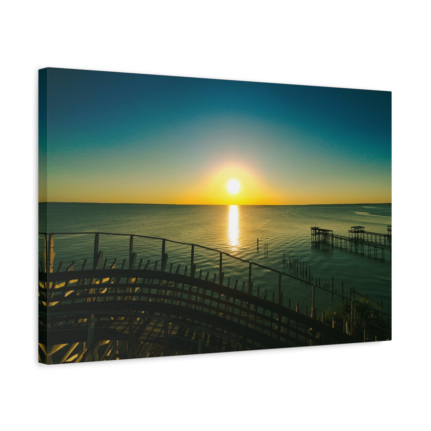 Seaside Roller Coaster Canvas Print — Coastal Wall Art