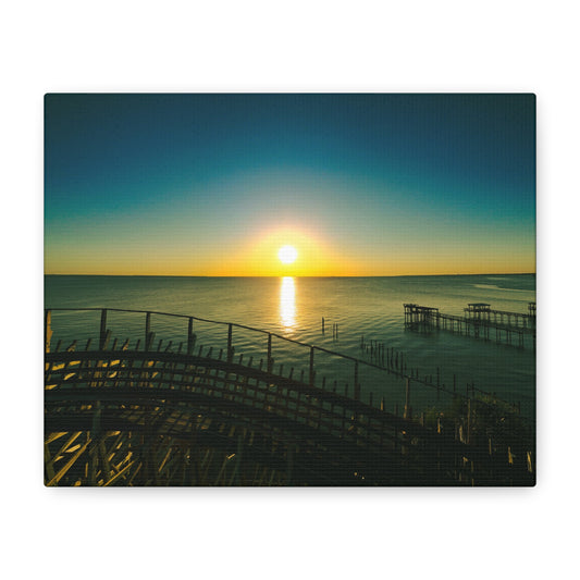 Seaside Roller Coaster Canvas Print — Coastal Wall Art