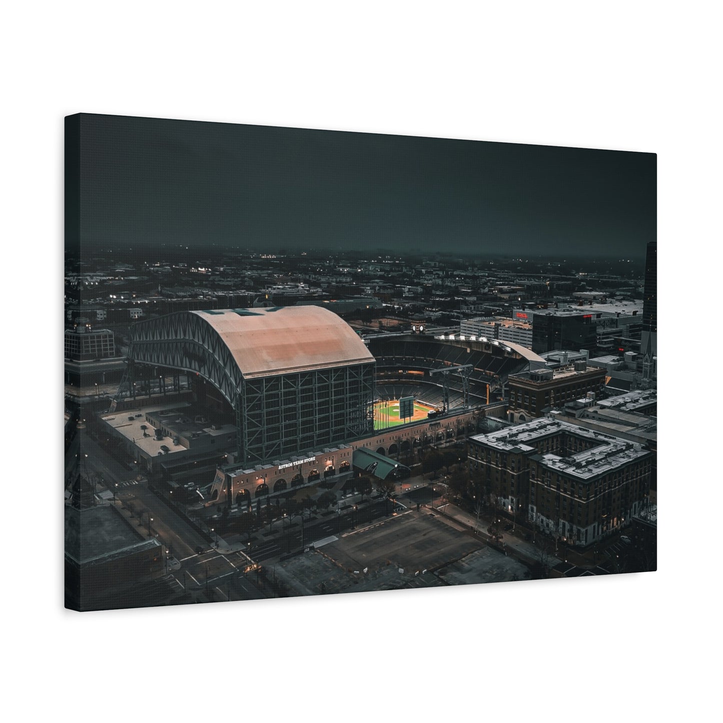 Matte Canvas Print — Moody Aerial Stadium Nightscape (Stretched 1.25")