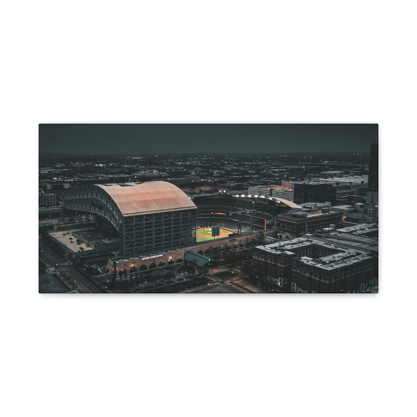 Matte Canvas Print — Moody Aerial Stadium Nightscape (Stretched 1.25")