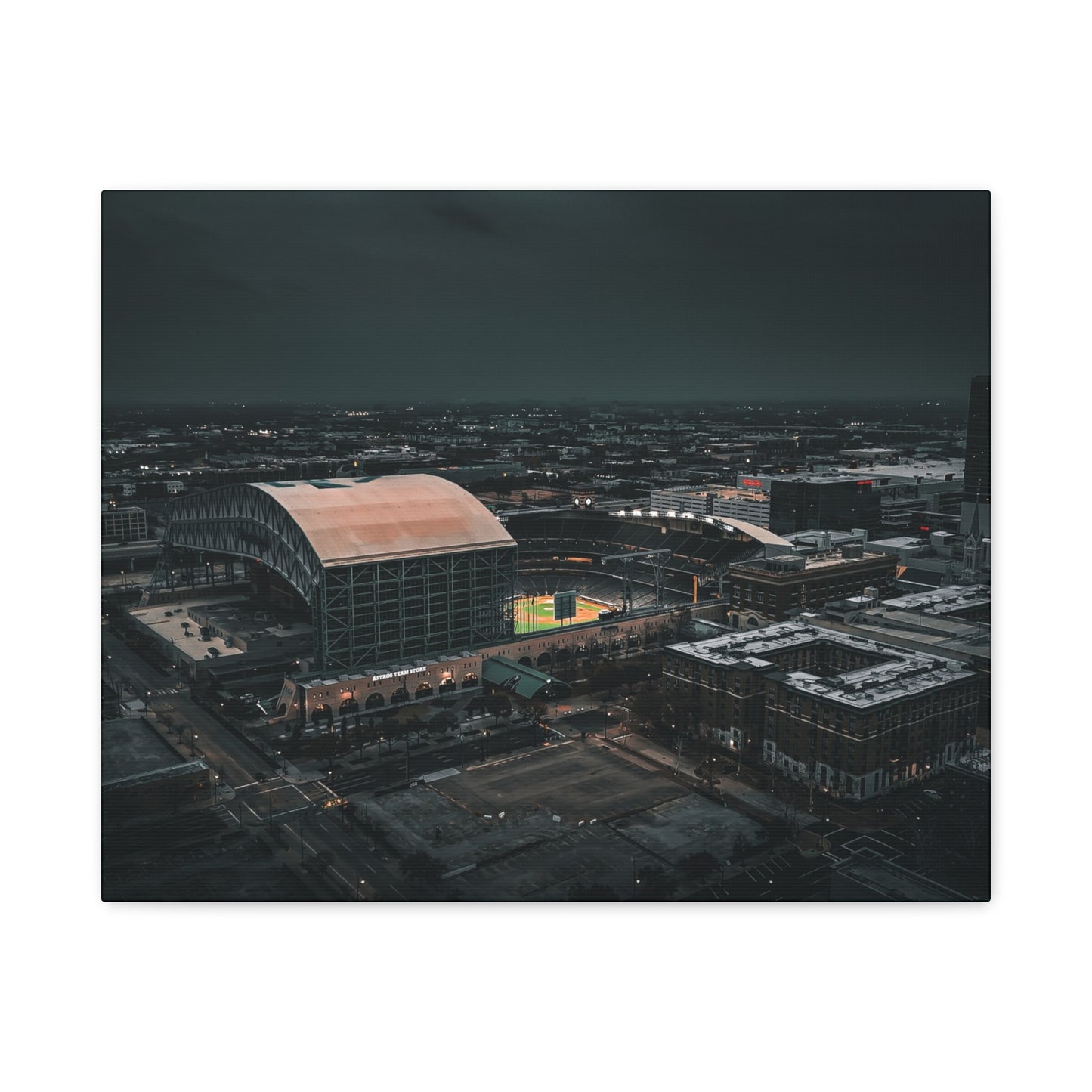 Matte Canvas Print — Moody Aerial Stadium Nightscape (Stretched 1.25")