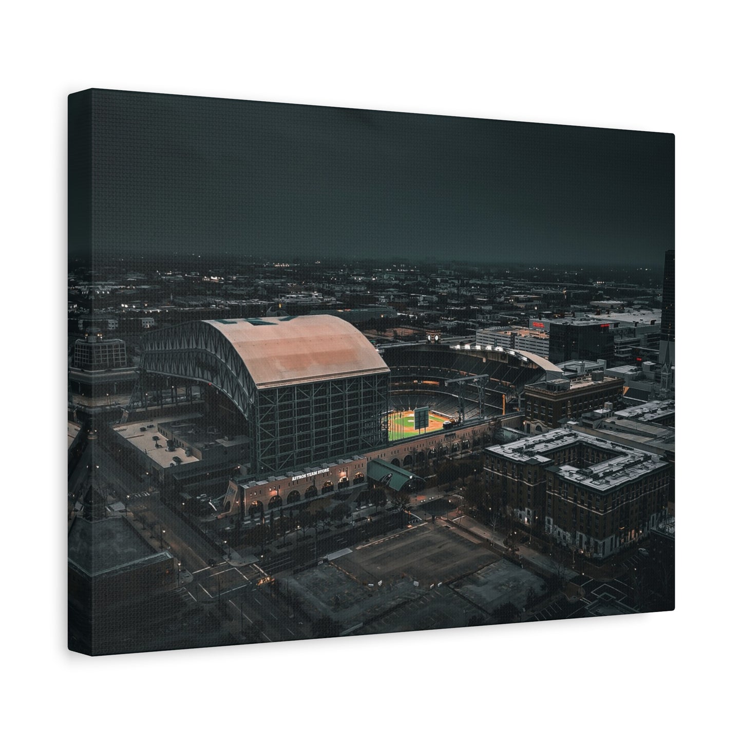 Matte Canvas Print — Moody Aerial Stadium Nightscape (Stretched 1.25")