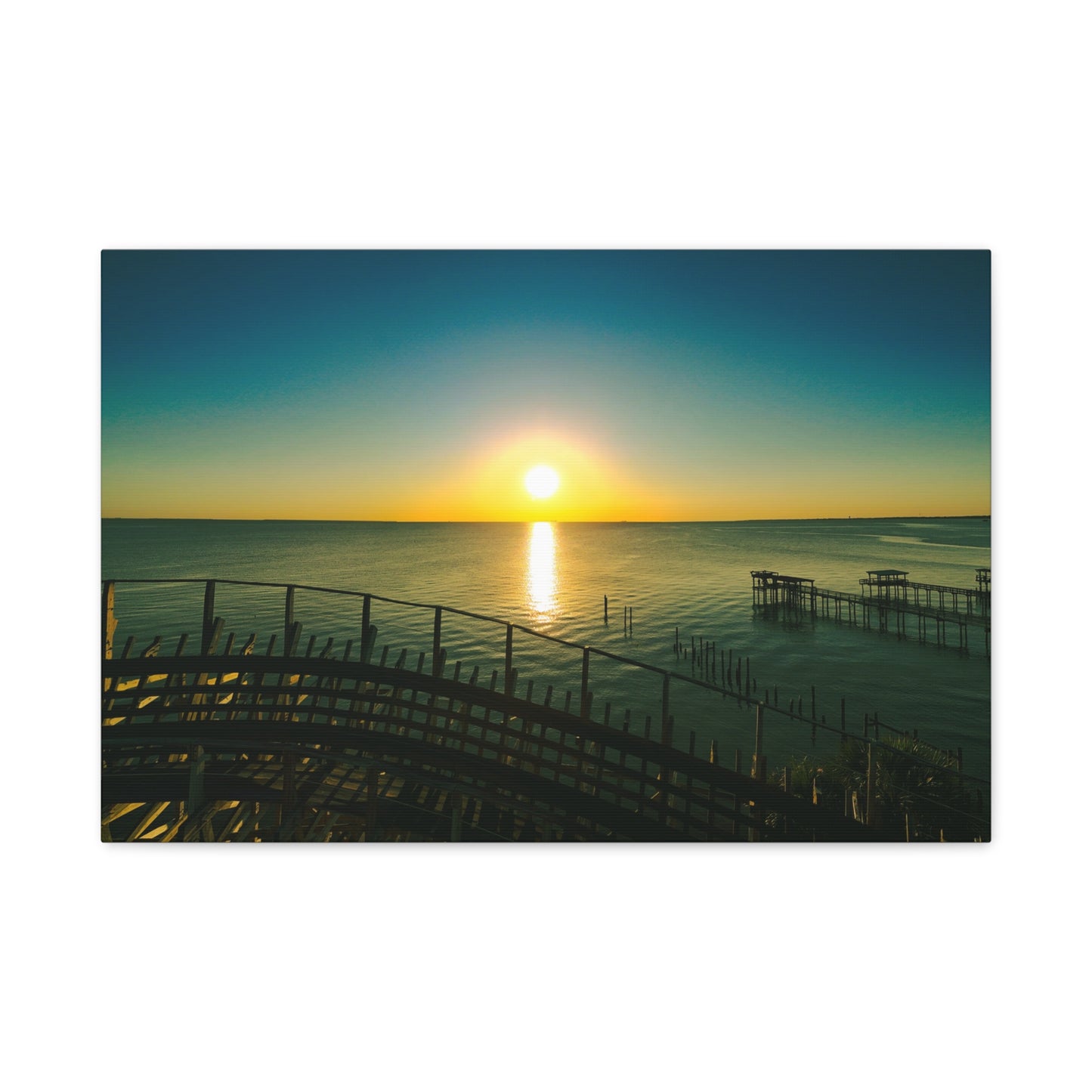 Seaside Roller Coaster Canvas Print — Coastal Wall Art