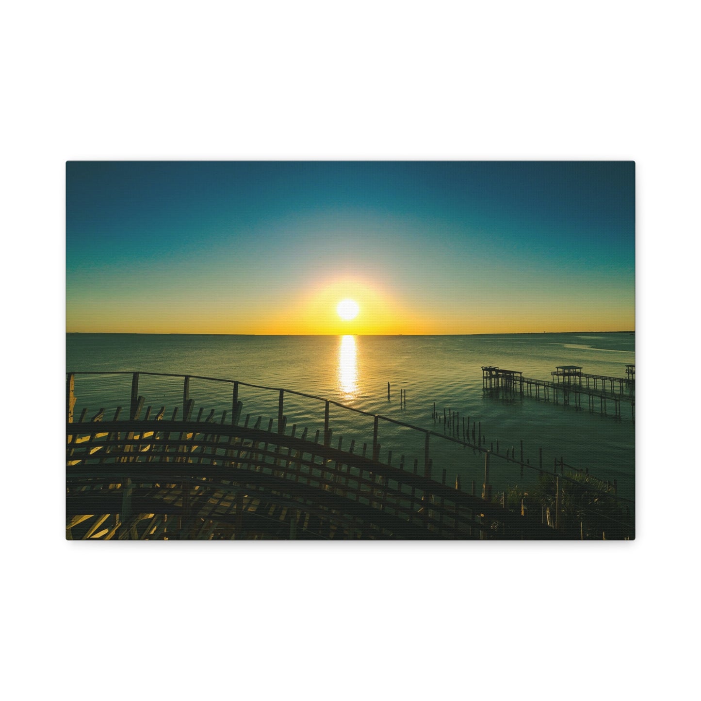 Seaside Roller Coaster Canvas Print — Coastal Wall Art