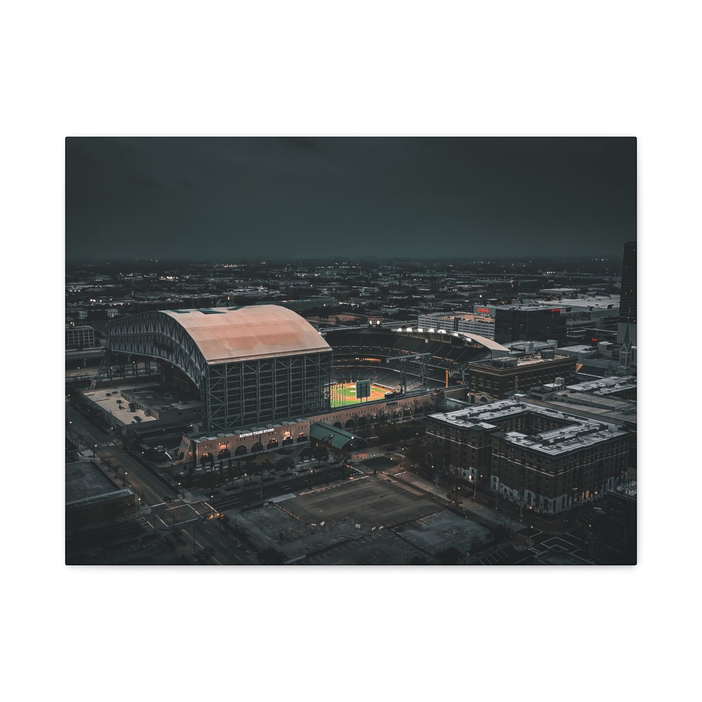 Matte Canvas Print — Moody Aerial Stadium Nightscape (Stretched 1.25")