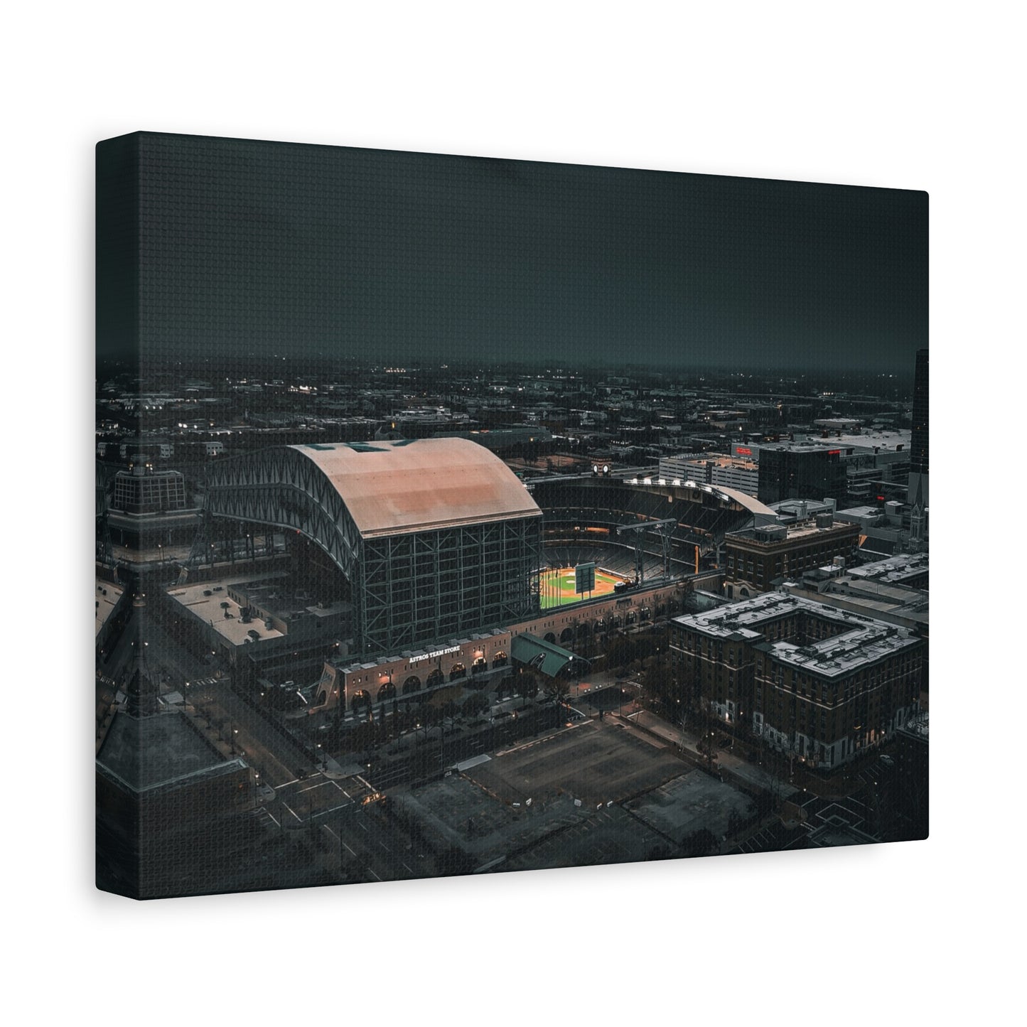 Matte Canvas Print — Moody Aerial Stadium Nightscape (Stretched 1.25")