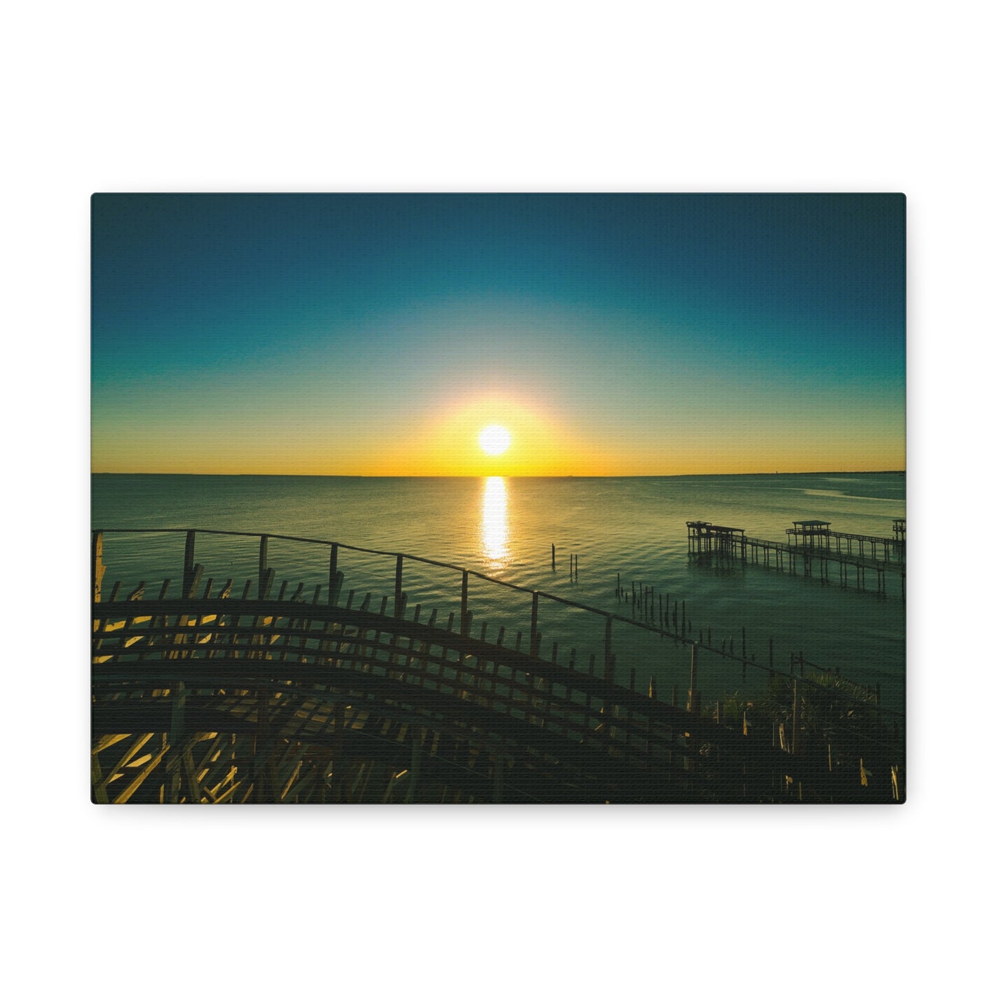 Seaside Roller Coaster Canvas Print — Coastal Wall Art