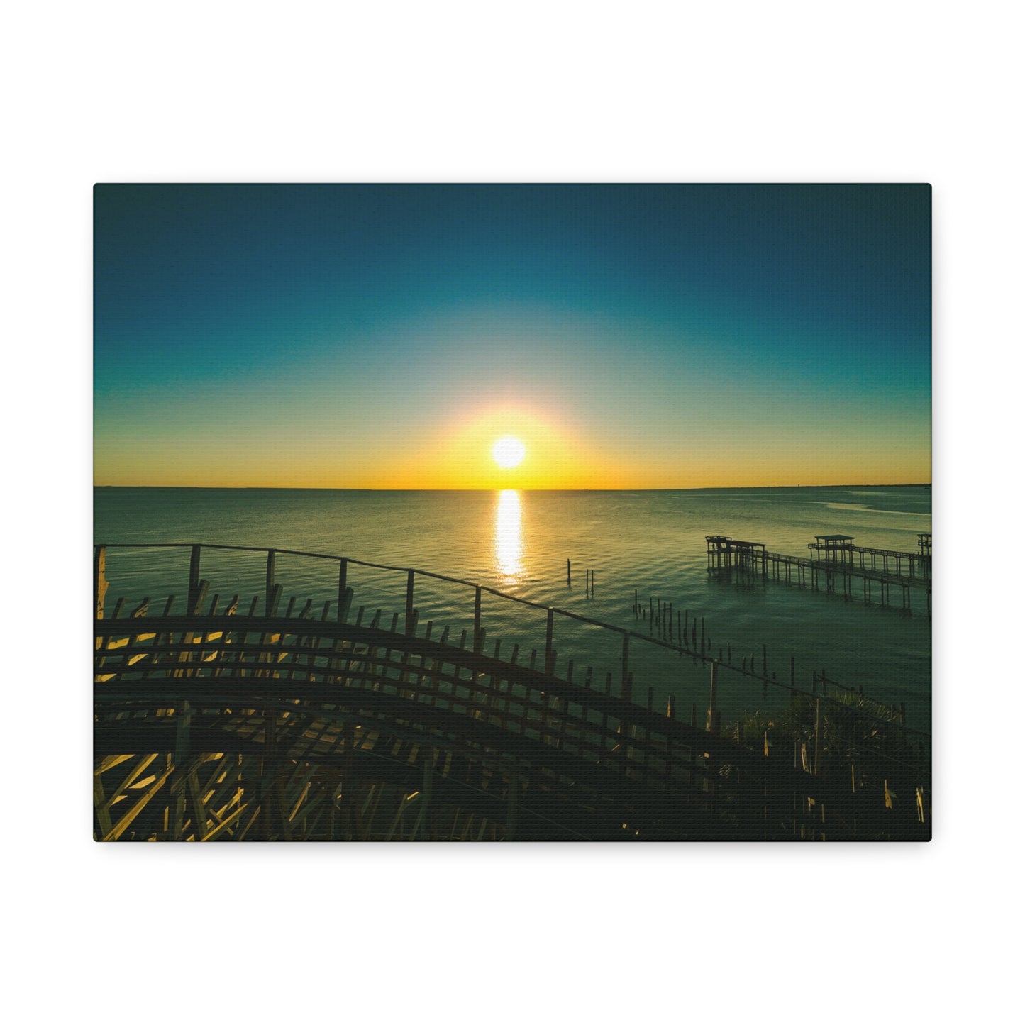 Seaside Roller Coaster Canvas Print — Coastal Wall Art