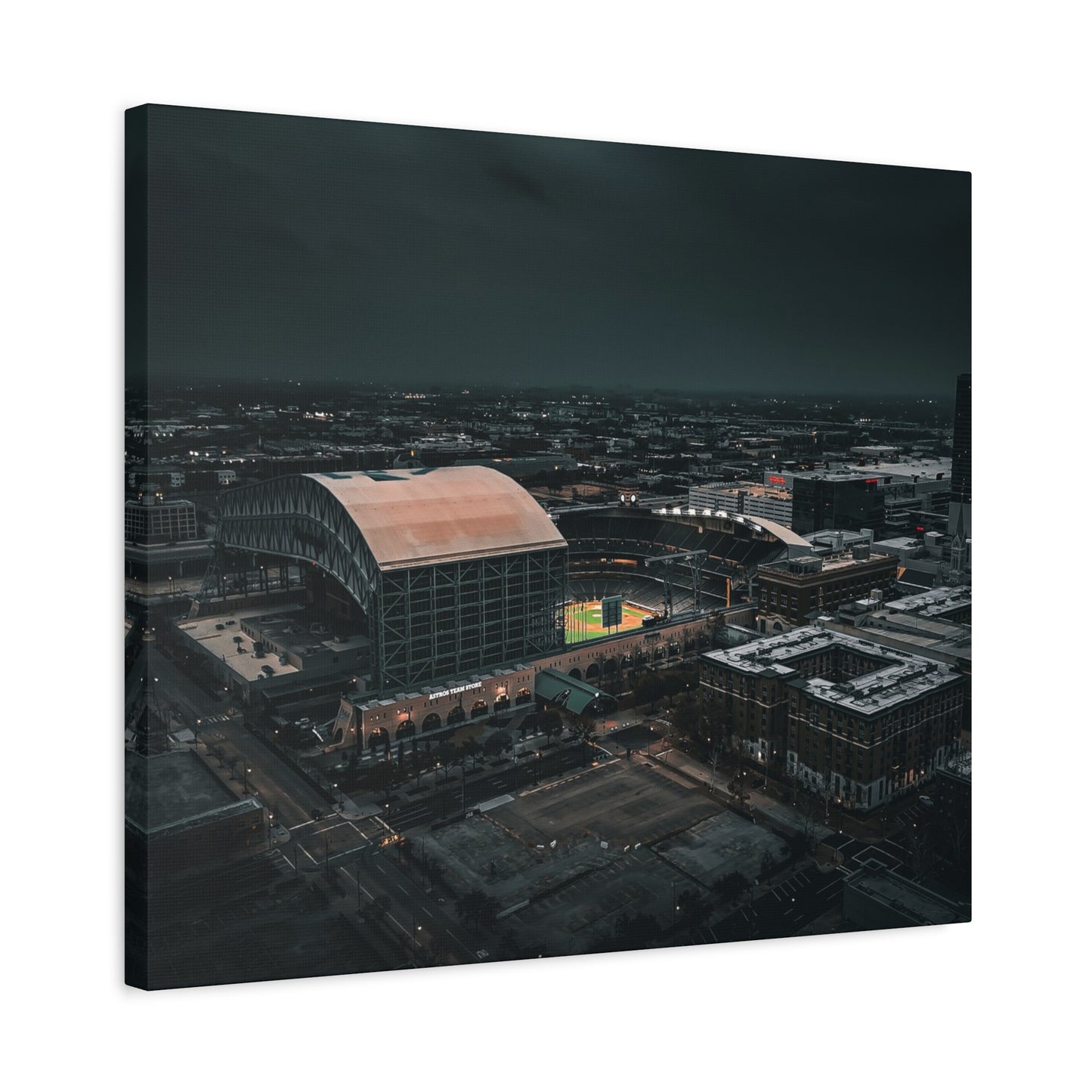 Matte Canvas Print — Moody Aerial Stadium Nightscape (Stretched 1.25")