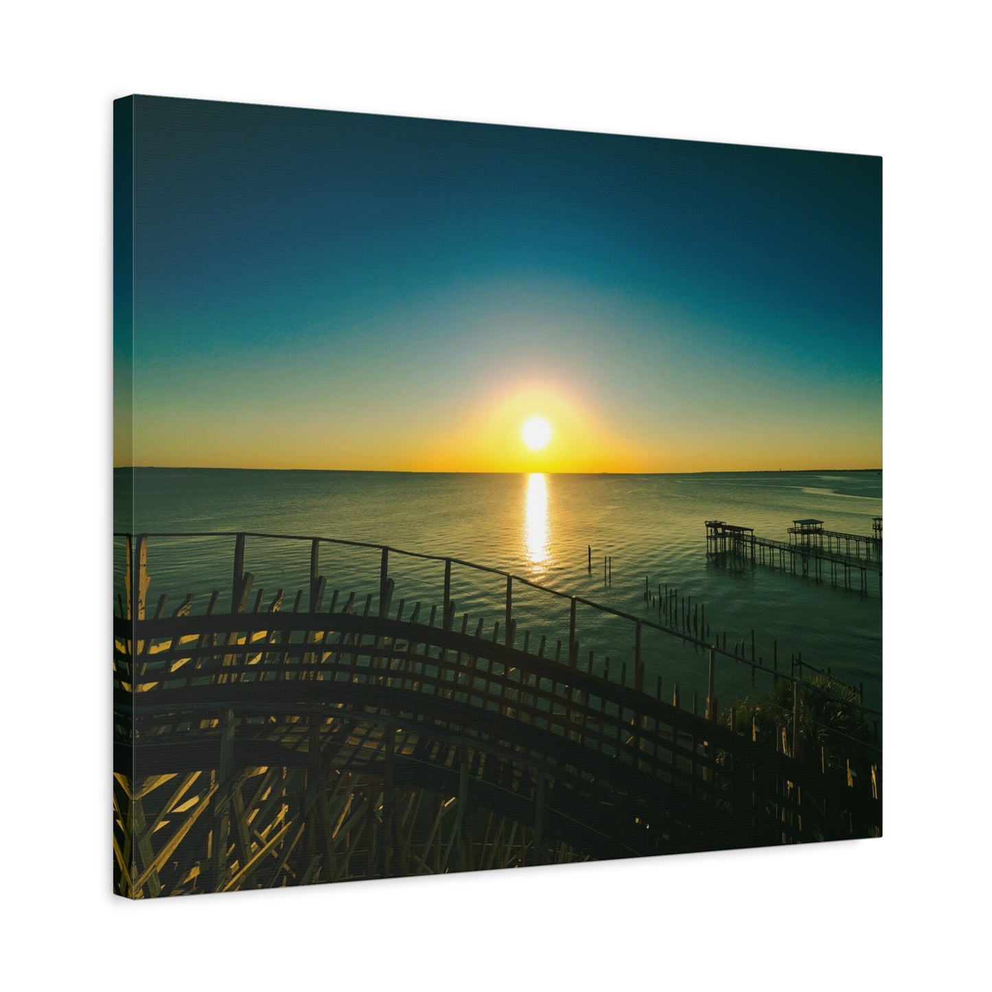 Seaside Roller Coaster Canvas Print — Coastal Wall Art