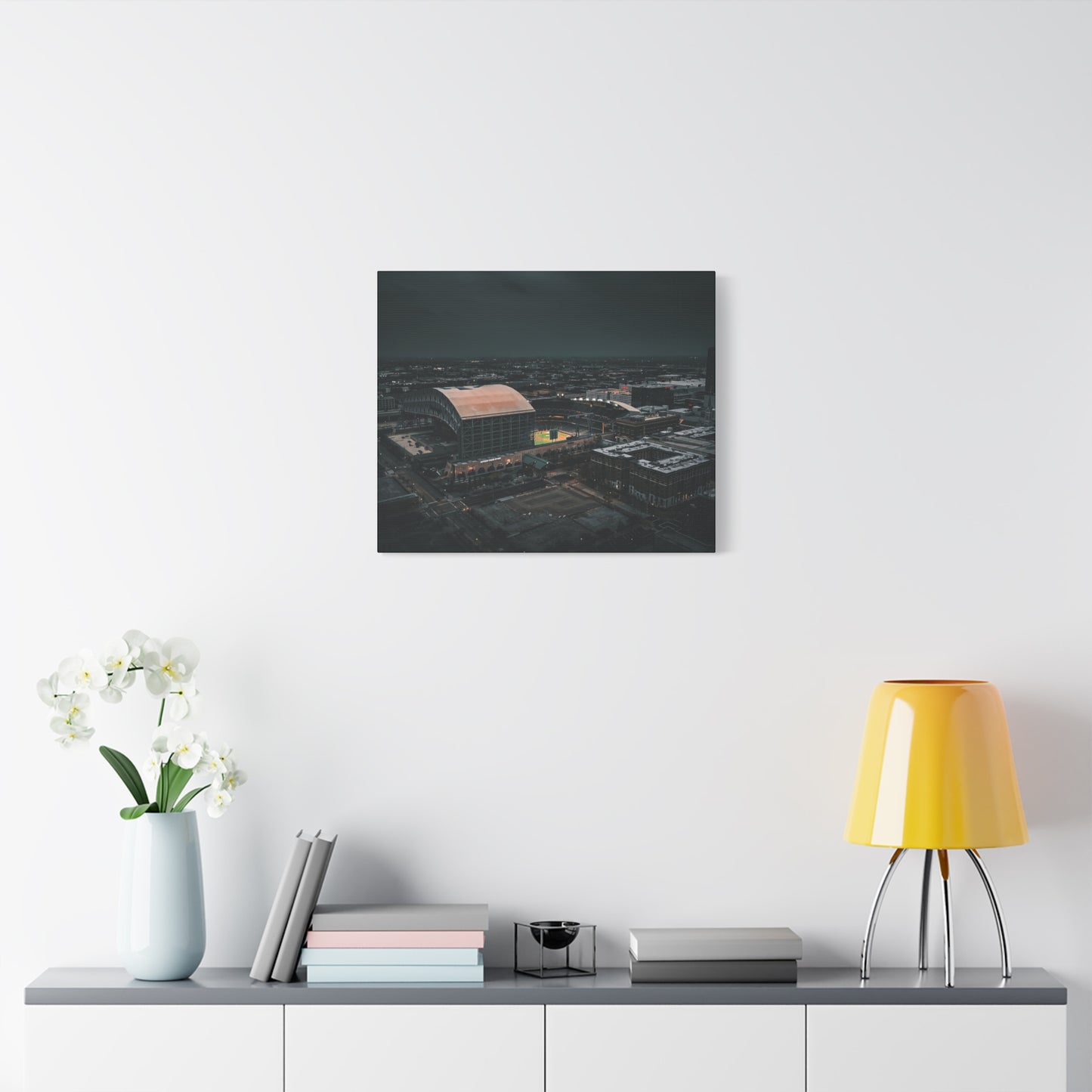 Matte Canvas Print — Moody Aerial Stadium Nightscape (Stretched 1.25")