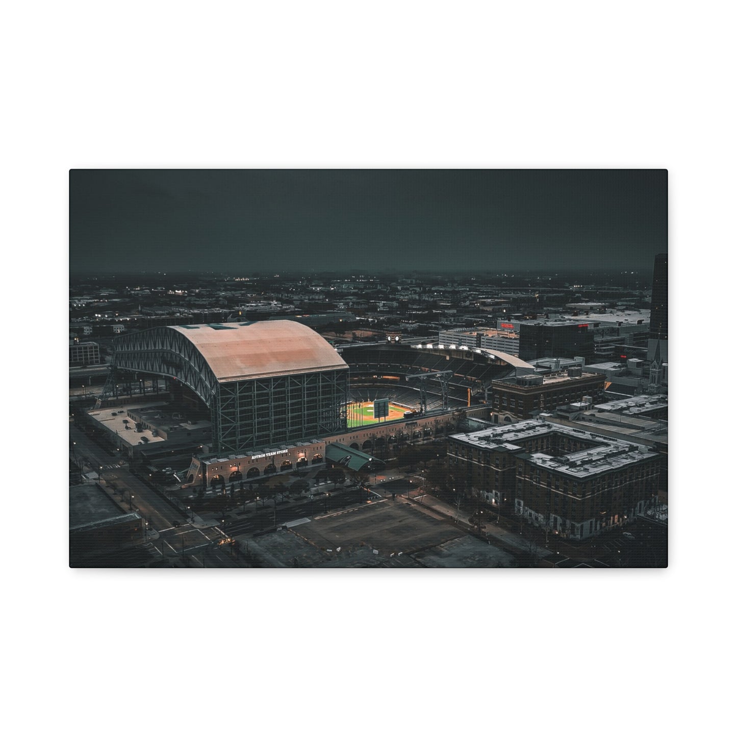 Matte Canvas Print — Moody Aerial Stadium Nightscape (Stretched 1.25")