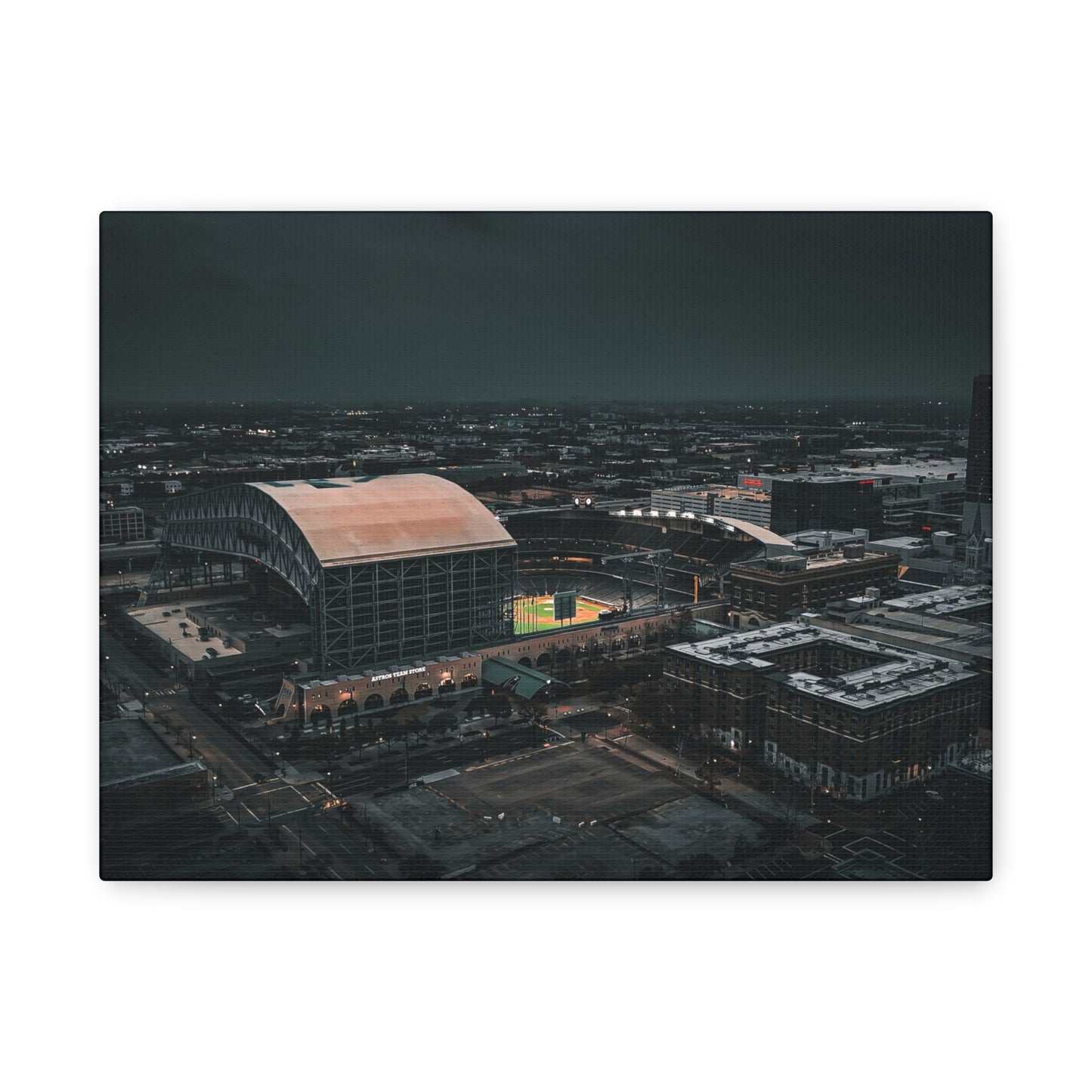 Matte Canvas Print — Moody Aerial Stadium Nightscape (Stretched 1.25")