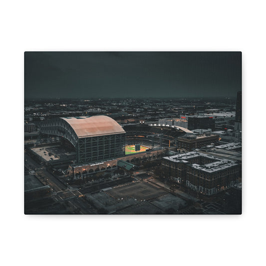 Matte Canvas Print — Moody Aerial Stadium Nightscape (Stretched 1.25")