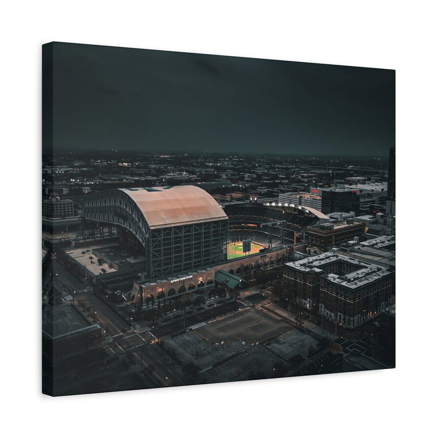 Matte Canvas Print — Moody Aerial Stadium Nightscape (Stretched 1.25")