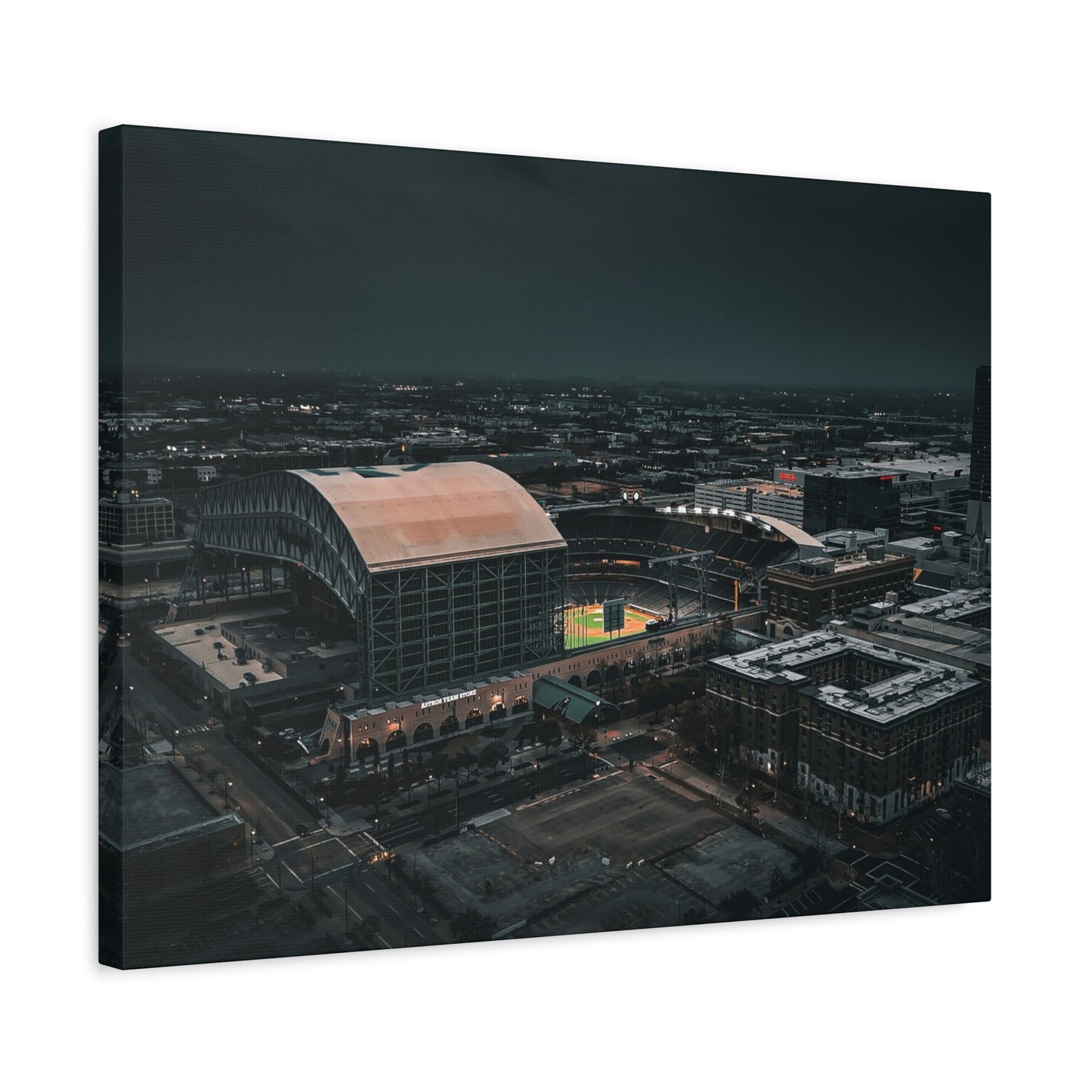 Matte Canvas Print — Moody Aerial Stadium Nightscape (Stretched 1.25")