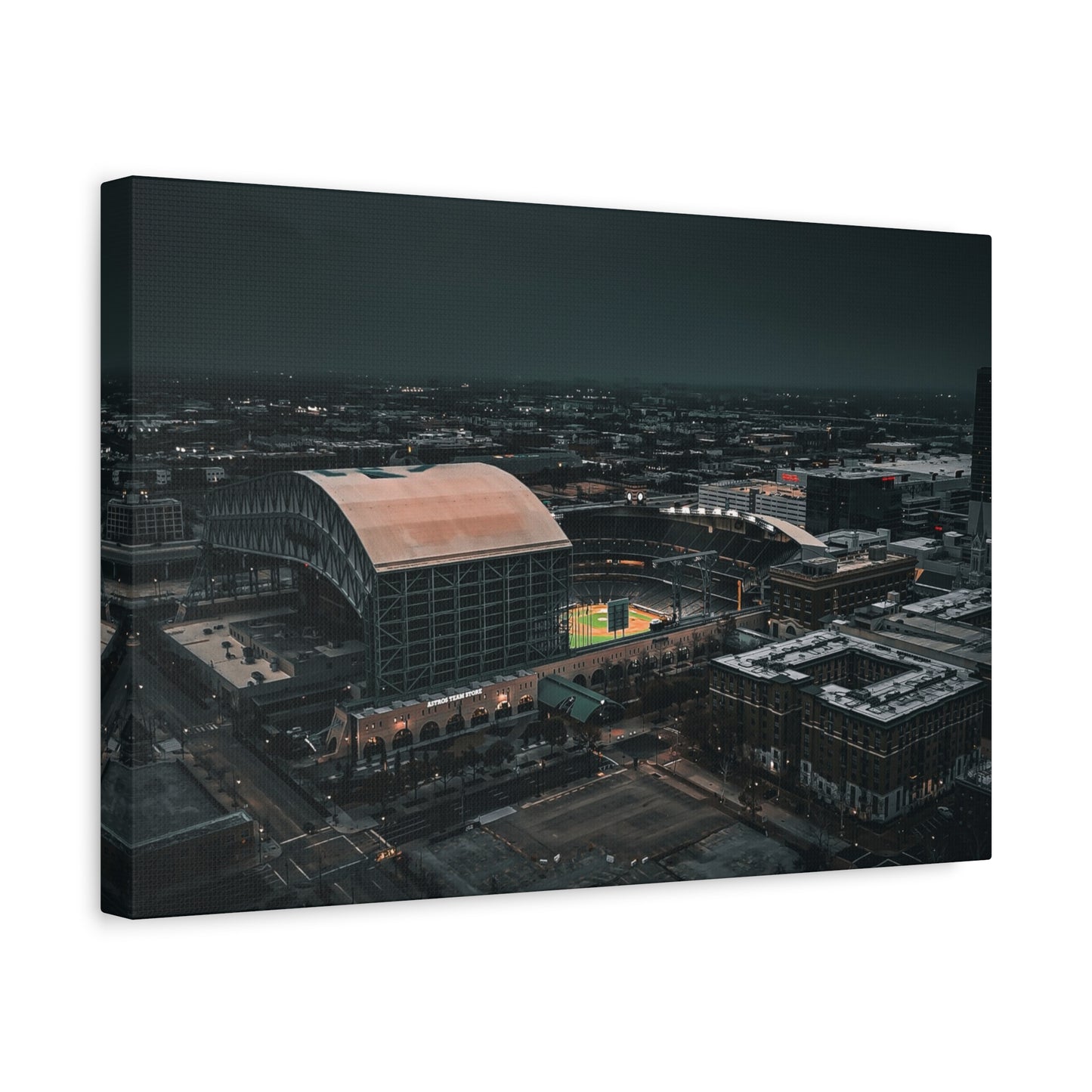 Matte Canvas Print — Moody Aerial Stadium Nightscape (Stretched 1.25")