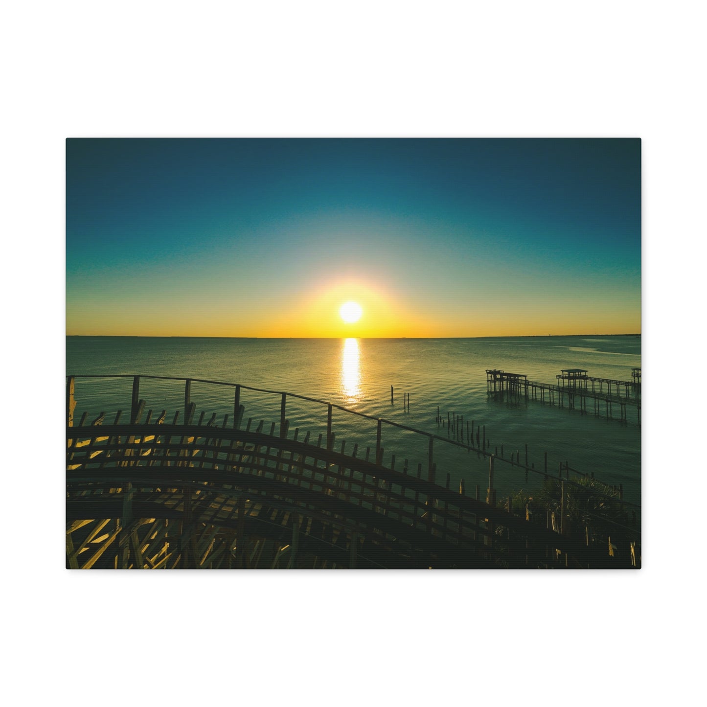 Seaside Roller Coaster Canvas Print — Coastal Wall Art