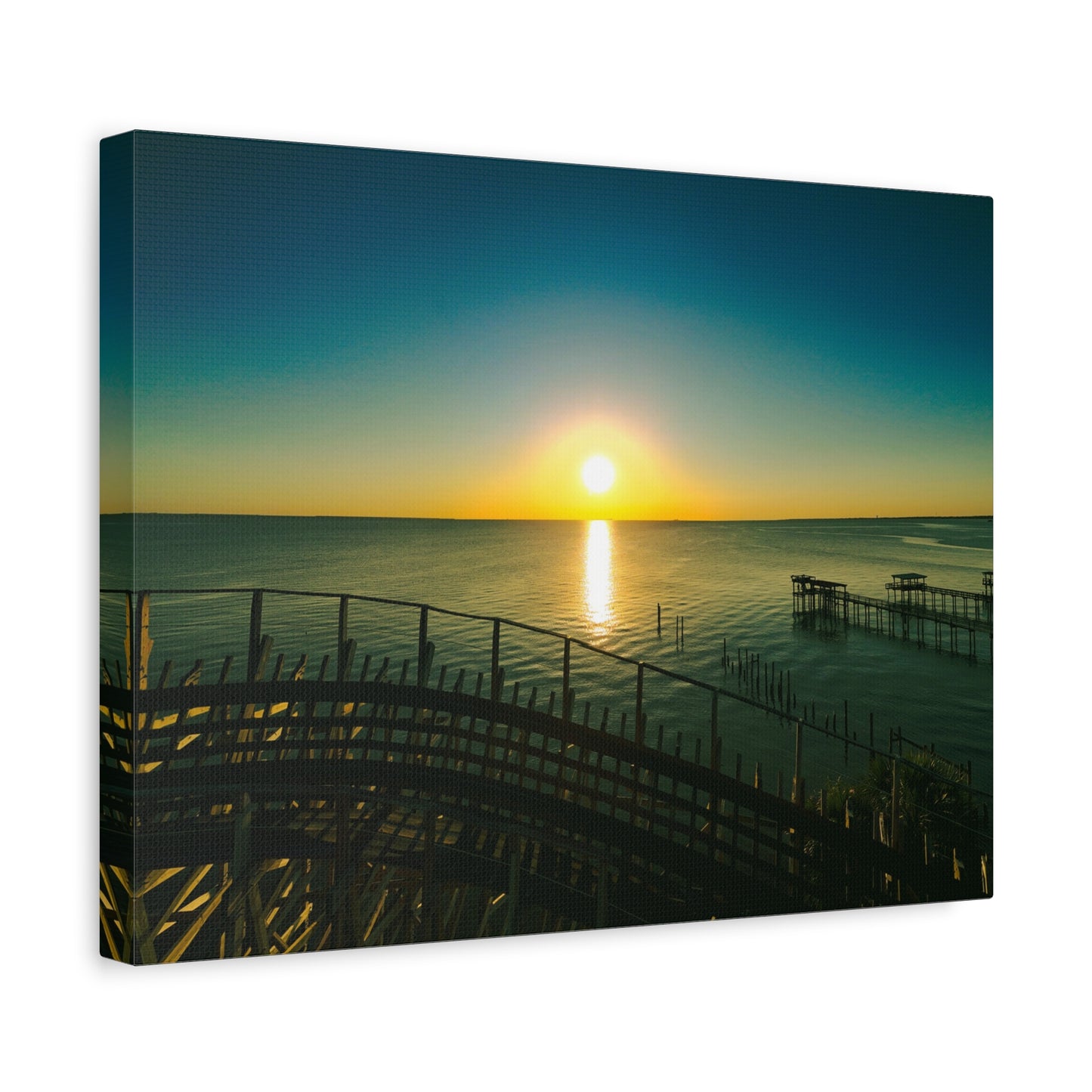 Seaside Roller Coaster Canvas Print — Coastal Wall Art