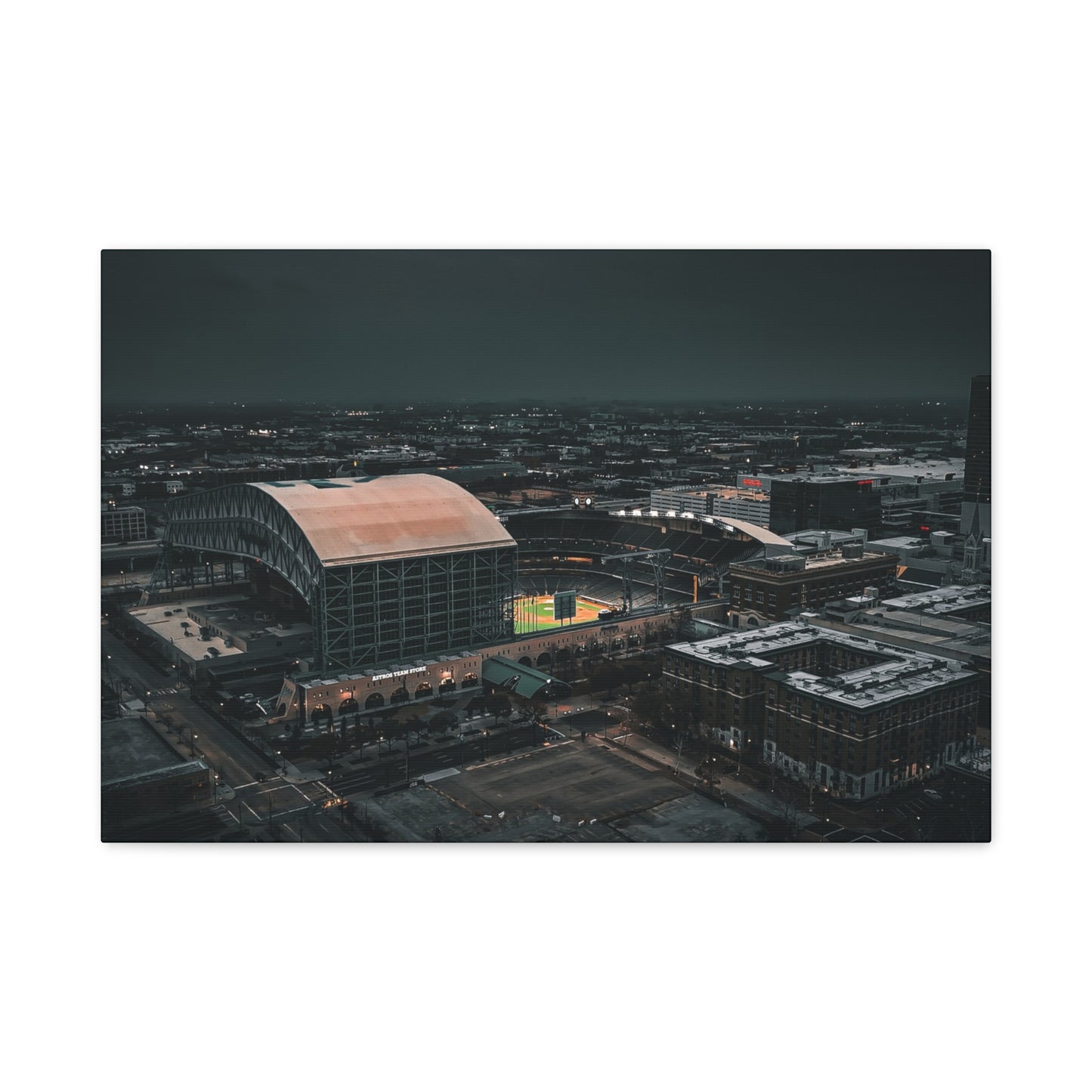 Matte Canvas Print — Moody Aerial Stadium Nightscape (Stretched 1.25")