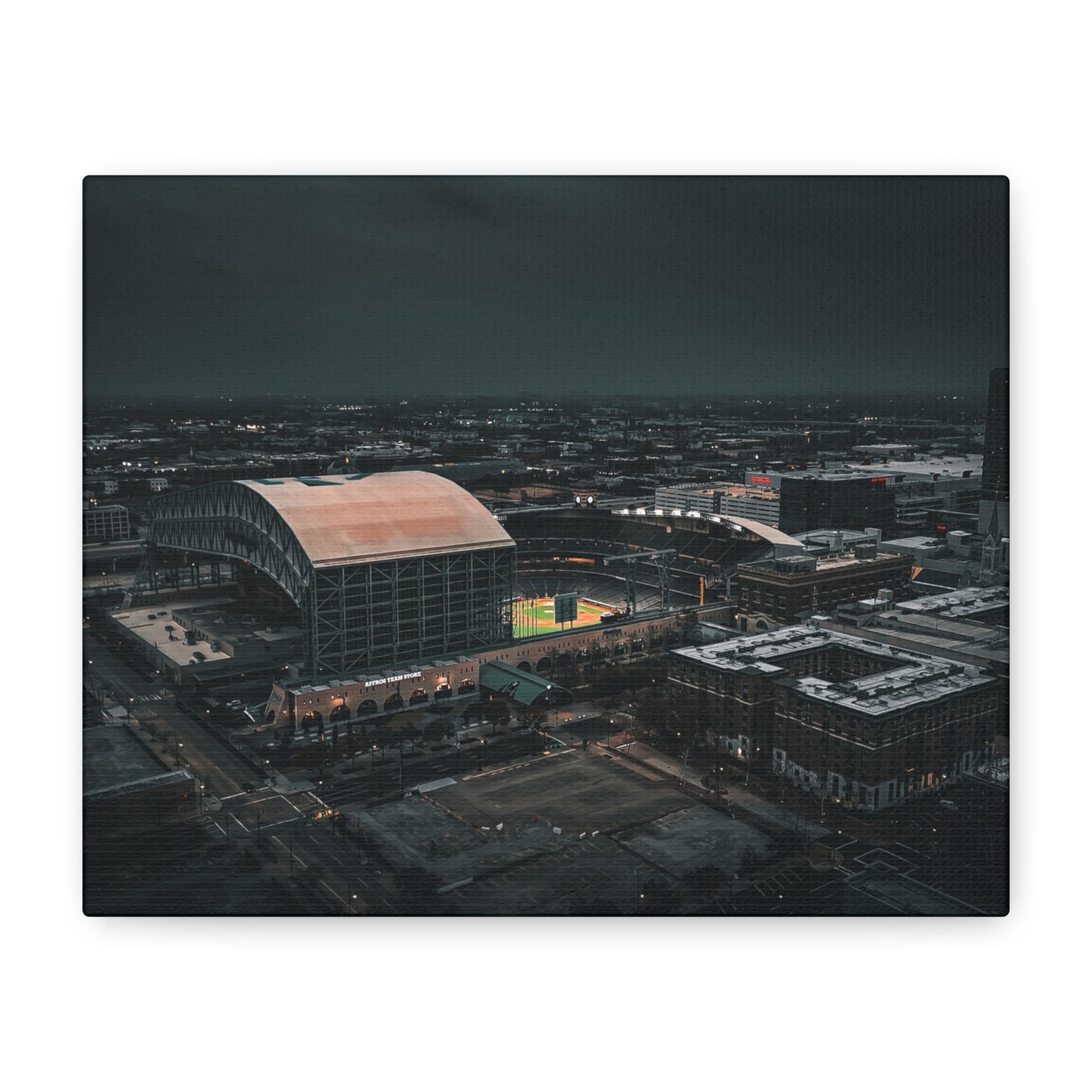 Matte Canvas Print — Moody Aerial Stadium Nightscape (Stretched 1.25")
