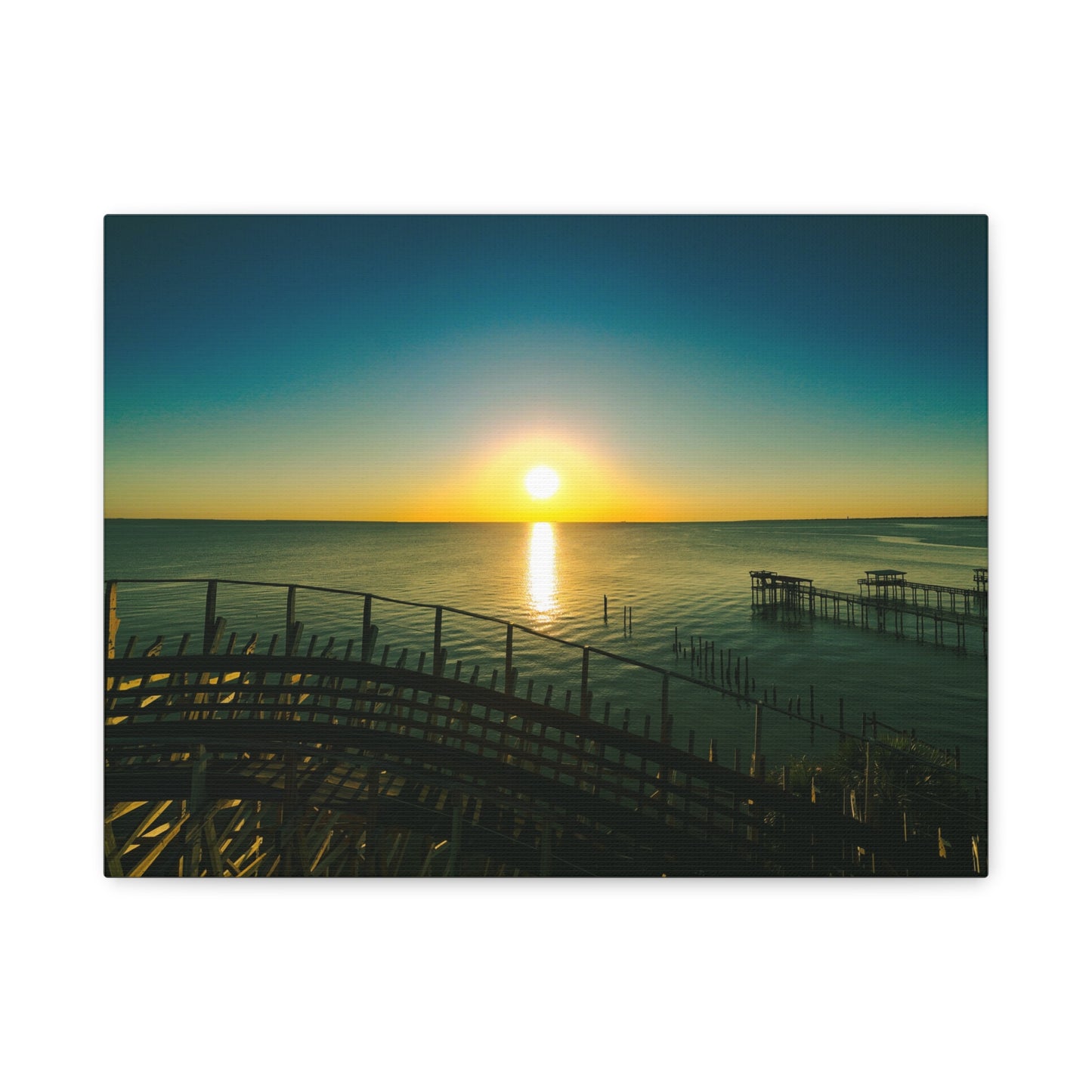 Seaside Roller Coaster Canvas Print — Coastal Wall Art
