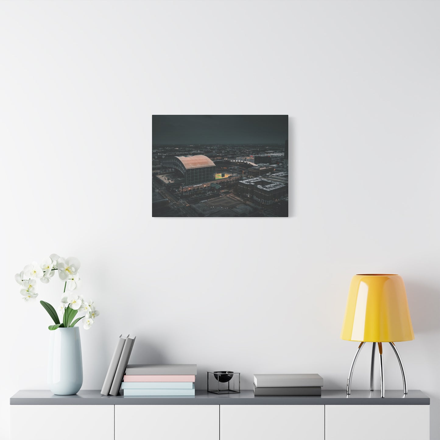 Matte Canvas Print — Moody Aerial Stadium Nightscape (Stretched 1.25")